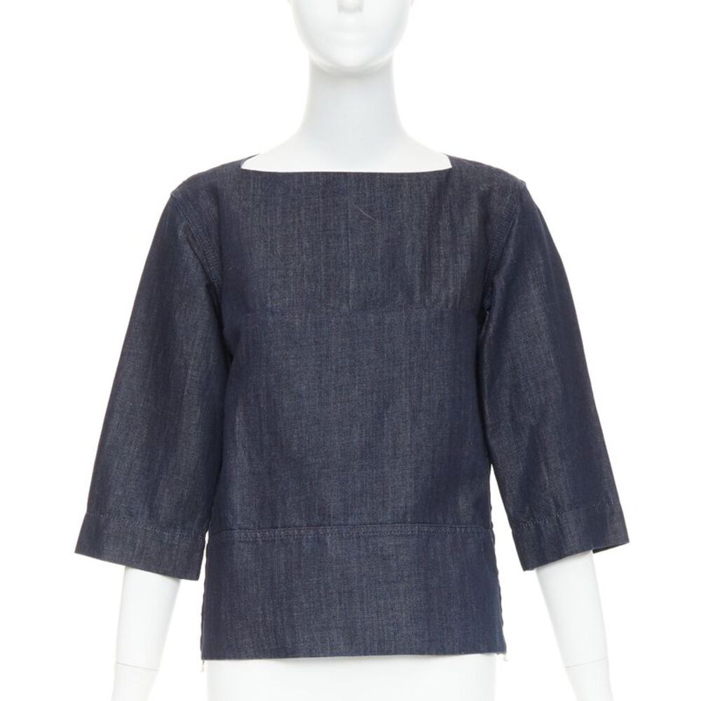 Marni Denim Cotton Linen Bateau Top